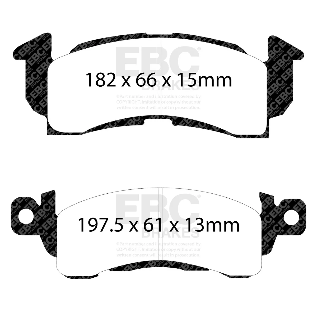 6000 Series Greenstuff Truck/SUV Brakes Disc Pads; FMSI Pad No. D052; Pad Dimensions: 167 x 66 x 13mm; product image