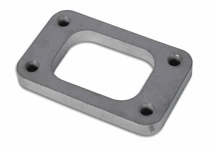 Vibrant Performance Turbo Inlet Flange; 44.5mm Bhcch; 85.73mm Bhccw; M10x1.5 Bhts; 66.8mm Overall h; 108mm Overall w; 0.5 In. Thickness; 46.5mm Port h; For T3; Mild Steel; W/Tapped Holes;
