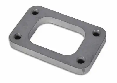 Vibrant Performance Turbo Inlet Flange; 44.5mm Bhcch; 85.73mm Bhccw; M10x1.5 Bhts; 66.8mm Overall h; 108mm Overall w; 0.5 In. Thickness; 46.5mm Port h; For T3; Mild Steel; W/Tapped Holes;