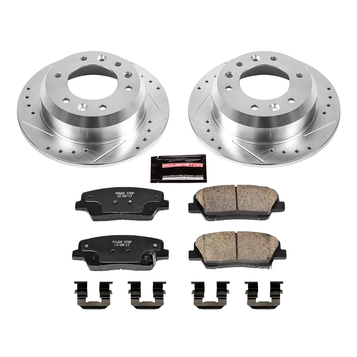 Z23 Evolution Sport Upgrade Kit: Drilled/Slotted Rotors; Carbon-Fiber Ceramic Pads W/Hardware product image