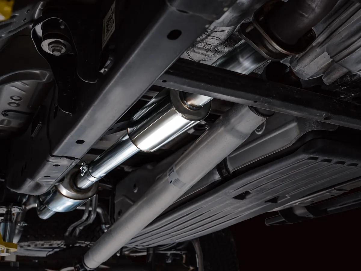 AWE 0FG Resonated Catback for 21 Ford F-150 Tremor (With Bumper Cutouts) - Chrome Silver Tips 3015-32402 product image
