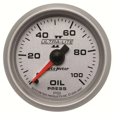 AutoMeter Gauge, Oil Pressure, 2 1/16", 100psi, Mechanical, Ultra-Lite II