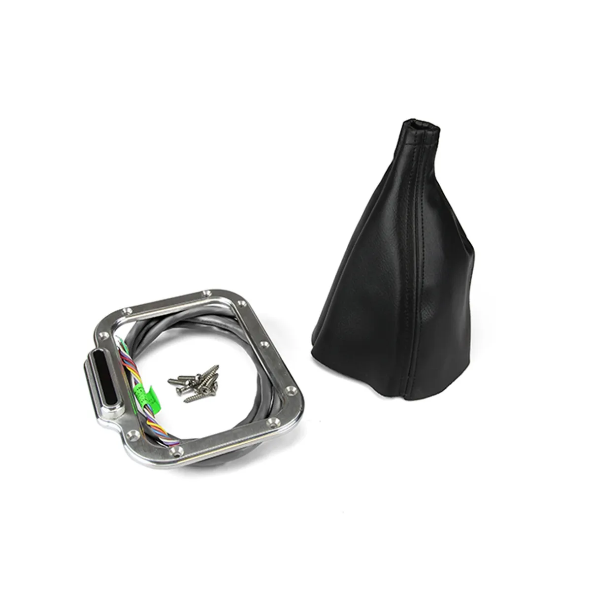 Cable Operated Boot Indicator; Brushed Finish; Vertical; Rectangular; For GM 700-R4/200-4R/4L60/4L60E/4L80E; Incl. LED Indicator/Boot; w/o Sensor Kit; Billet Aluminum; product image