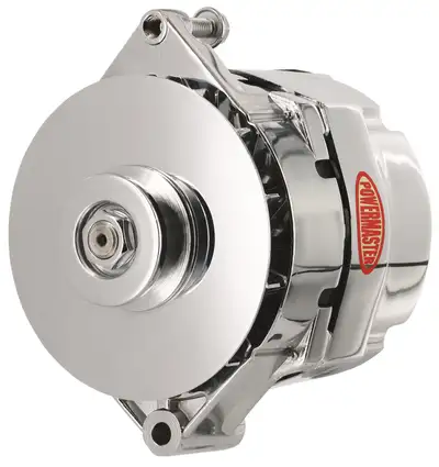 Power Master Alternator; 17Si; 120 Amp; 95 Idle; 1 Groove V Type; Chrome;