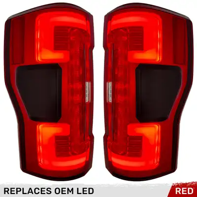 Recon Accessories Ford Superduty F250 350 450 550 20-22 Replaces OEM LED Style Tail Lights With Blis Blind Spot Warning System Oled Tail Lights - Red Lens