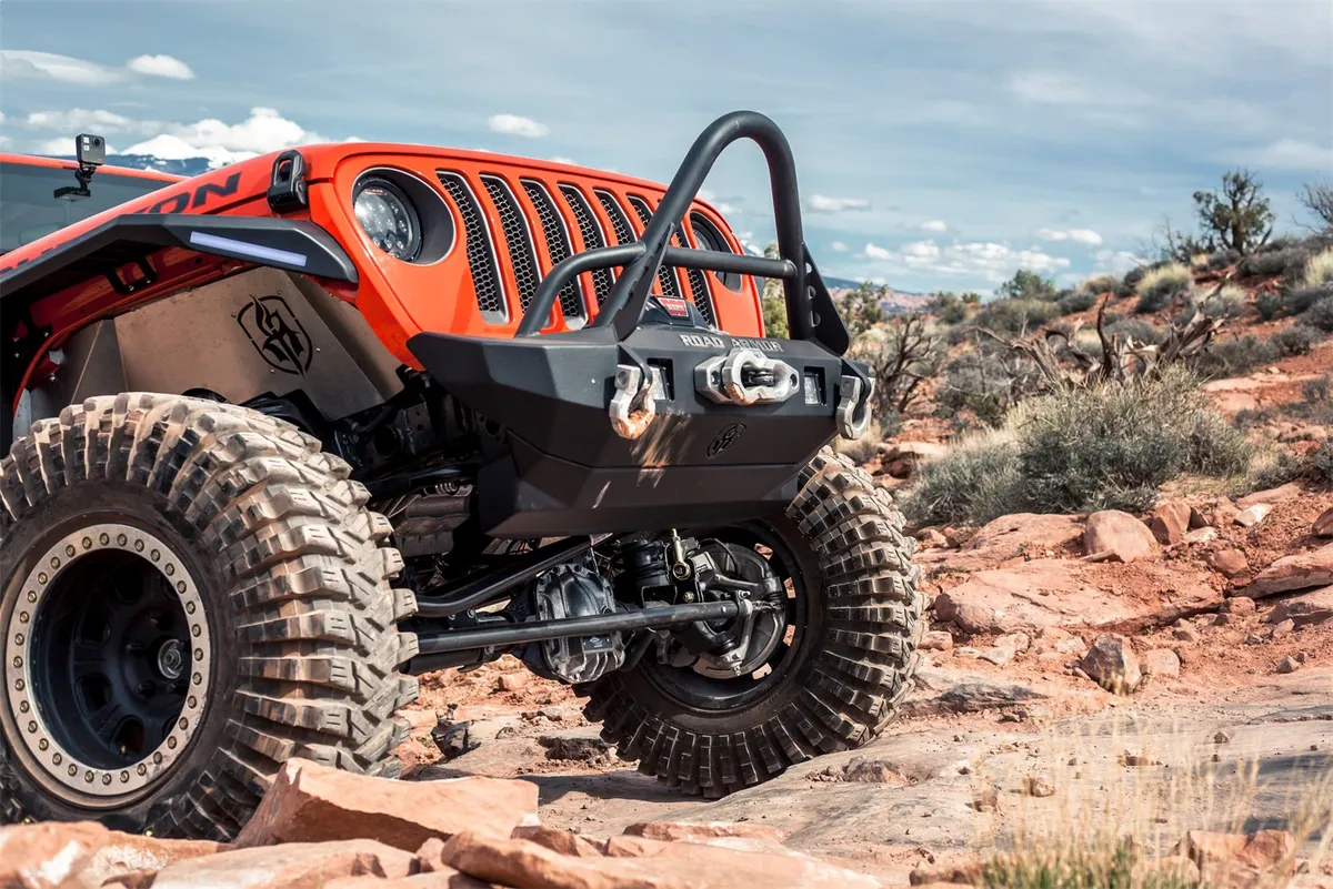 18c Wrangler/20c Gladiator Stealth Front Bumper Bolt on Accessory Skid Plate Texture Black product image