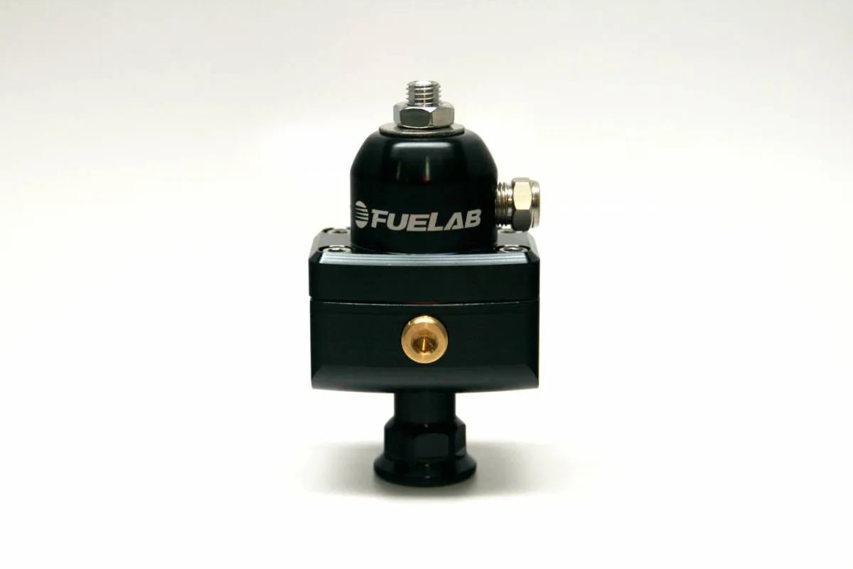 Universal High Pressure Adjustable Fuel Pressure Regulator Blocking Style Mini 25-65 psi (1) -6AN Inlet (2) -6AN Outlets Black FUELAB product image