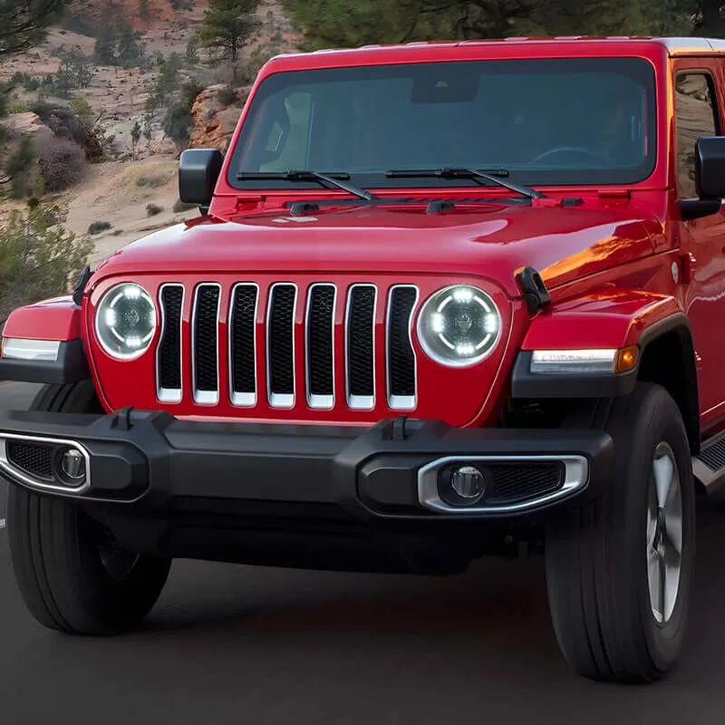 "High-Output 9"" 80W LED Halo Headlights with DRL for 2018+ Jeep Wrangler JL JT" product image