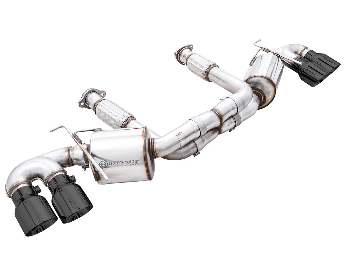 AWE Track Edition Exhaust for C8 Corvette - Quad Chrome Silver Tips product image