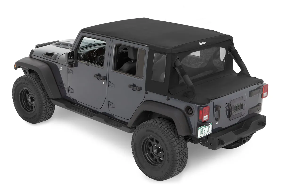 Jeep Wrangler Halftop Soft Top Conversion Kit For Jeep 2007-2018 Wrangler JK 4 Door Black Premium Twill Bestop product image