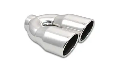 Vibrant Performance Exhaust Tip; Round Rolled; 3.5 in. Outlet O.D.; 2.5 in. Inlet ID; 10 in. L; 304 Stainless Steel; Single Wall Angle Cut; Dual; Polished;