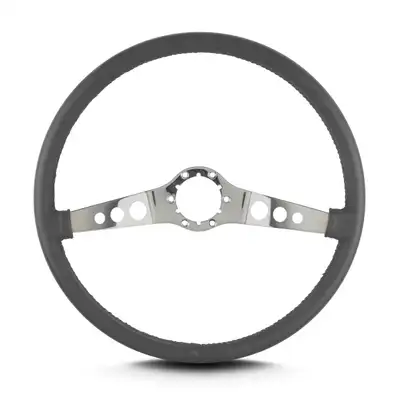 Lokar Lecarra SS Steering Wheel; Dark Grey; Polished Spokes; 15 in. Thin Grip;