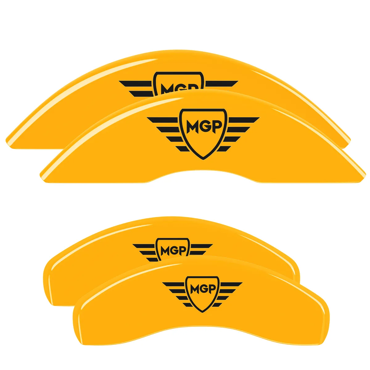 Set Of 4 Caliper Covers Engraved Front And Rear MGP Yellow Finish Black Characters 2007-2018 Jeep Wrangler MGP Caliper Covers product image