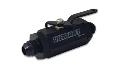 Vibrant Performance Shut Off Valve; -4AN; 300 PSI Maximum Operating Pressure; 6061 Aluminum; Black Anodized;