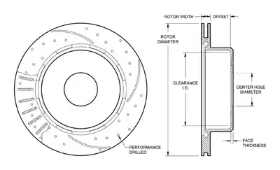 Wilwood Brakes Wilwood Rotor-1.91in Offset-SRP-BLK-Drill-LH 12.19 x .810 - Blank