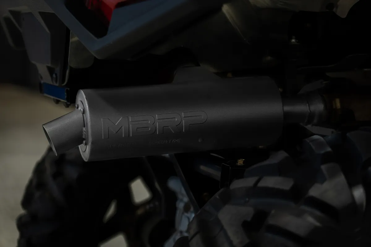 ATV Exhaust System With Sport Muffler; Slip-On Combination; 1.75 in. Inlet; 4.25 in. Diameter Body; Chambered Muffler; product image