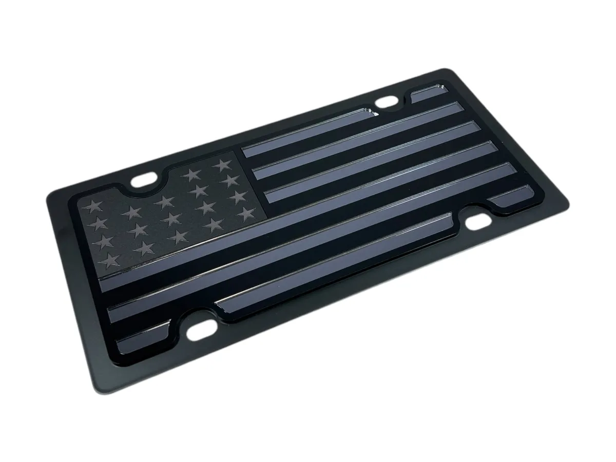 Carbon Steel Plate Blacked Out USA Flag Black Opaque/Matte Black/Black Mir product image