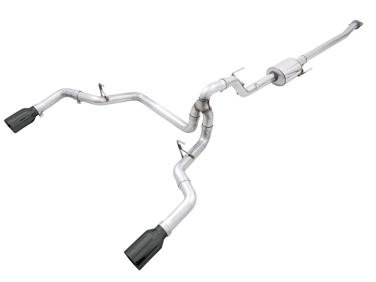 AWE 0FG Dual Side Exit Exhaust for '21+ Ford F-150 - 4.5" Chrome Silver Tips product image