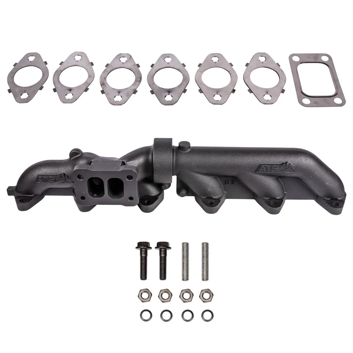 ATS Pulse Flow Exhaust Manifold Kit Fits 2003-2007 5.9L Cummins 2-Piece T3 T4 With Optional Premium Hardware And Gaskets product image