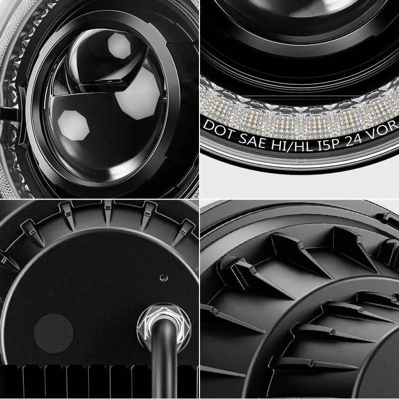 "dot Certified 7"" 80w LED Halo Headlights With DRL & Turn Signals For Jeep Wrangler JK Tj" product image