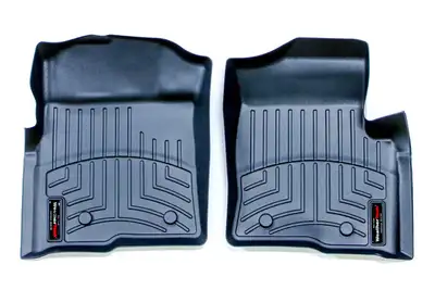 Weathertech Black Front FloorLiner Ford F150 2009 - 2014 Fits models with 1st row under seat heading vents; does not fit models with floor-mounted 4x4 shifter; fits vehicles with dual floor posts