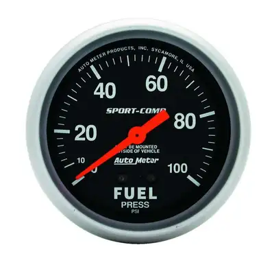 AutoMeter Gauge, Fuel Pressure, 2 5/8", 100psi, Mechanical, Sport-Comp