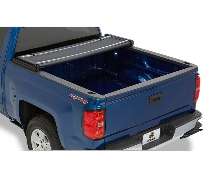 Soft Tri-Fold Tonneau Cover EZ-Fold For Nissan 2005-2024 Frontier 5.0 Foot Black Tailgate Spoiler Not Included Bestop product image
