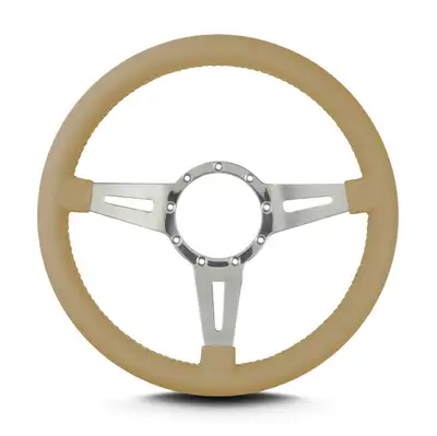 Lokar Lecarra Mark 4 Elegante Steering Wheel; Tan; Polished Spokes; 14 in. Standard Grip;