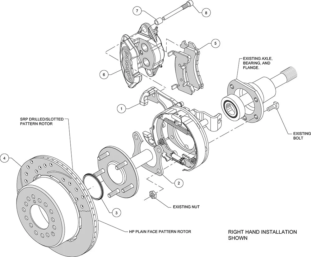 Wilwood D154 PS Park Brake Kit Small Ford 2.66in Offset product image