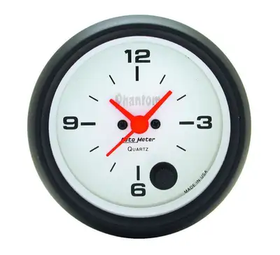 AutoMeter Gauge, Clock, 2 5/8", 12Hr, Analog, Phantom