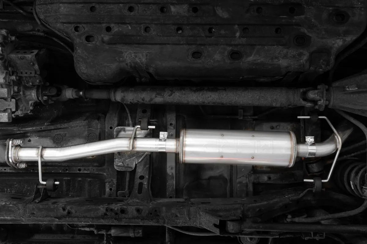 03-24 Toyota 4Runner 11-16 Toyota Land Cruiser Prado Armor Pro T304 Stainless Steel 2.5 Inch Cat-Back High Clearance Turn Down Single Rear Exit MBRP Exhaust System product image