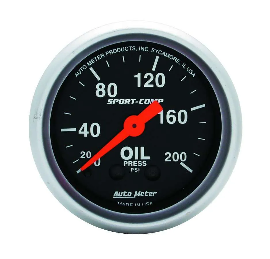 AutoMeter 2-1/16 In. Oil Pressure, 0-200 Psi, Sport-Comp