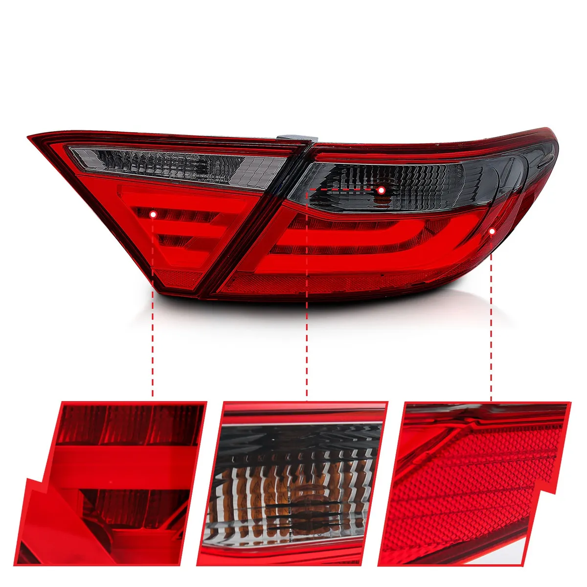 Toyota Camry 4DR 15-17 LED Tail Lights Chrome Red/Smoke Lens (4 Pcs) product image