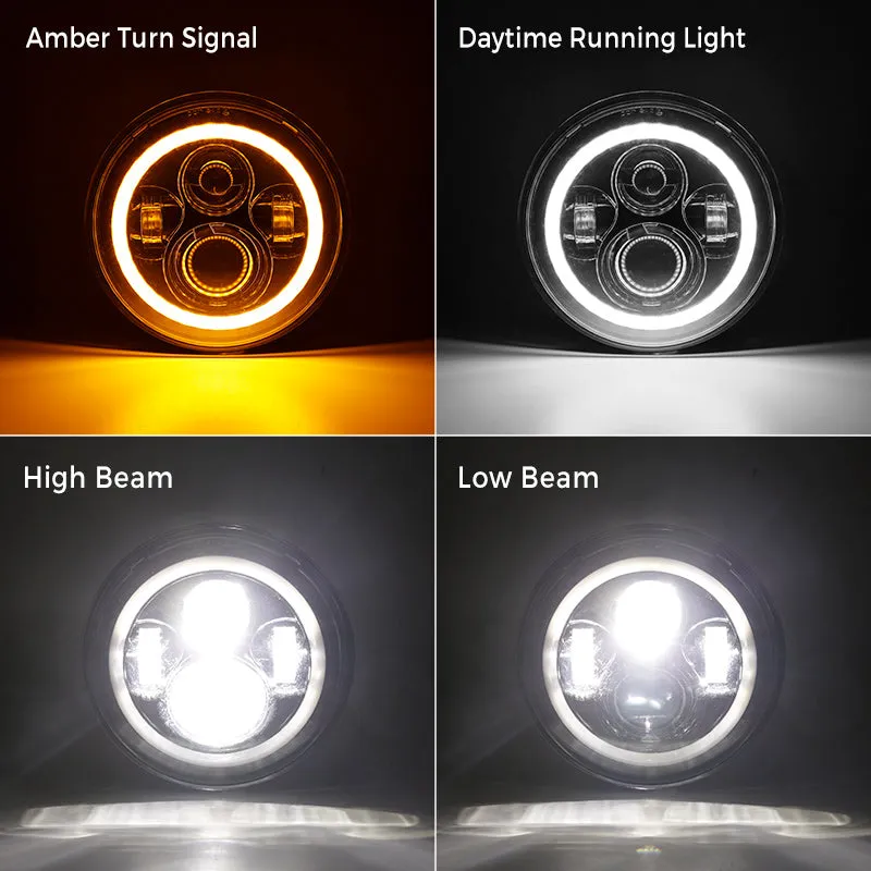 4-in-1 Controlled 7'' LED Halo Headlights and 4'' Cree LED Halo Fog Lights with Turn Signals for Jeep Wrangler JK product image