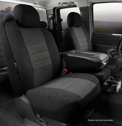 FIA OE™ Custom Seat Cover; Tweed; Charcoal; Split Seat 40/20/40; Adj. Headrests; Built In Seat Belts; Armrest/Storage;