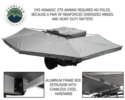 Overland Vehicle Systems Overland Vehicle Systems Nomadic 270-Degree Awning, Dark Gray w/Black Transit Cover, Driver Side