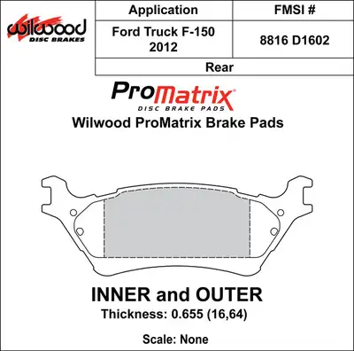Wilwood Brakes 2012 - 2018 Ford Original Equipment Pads - 150-D1602K