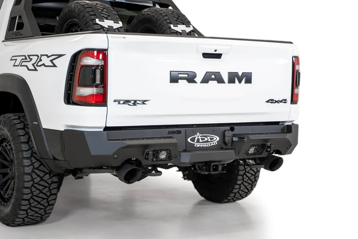RAM 1500 Trx Stealth Fighter Rear Bumper With D-Rings With 2 Rigid Duallies in Hammer Black With Satin Black Panels 2021 RAM 1500 Trx product image