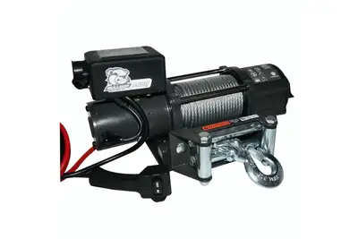 Bulldog Winch 4,400 LB Trailer/Utility Winch 55 Ft Wire Rope Roller Fairlead Mount Plate Bulldog Winch