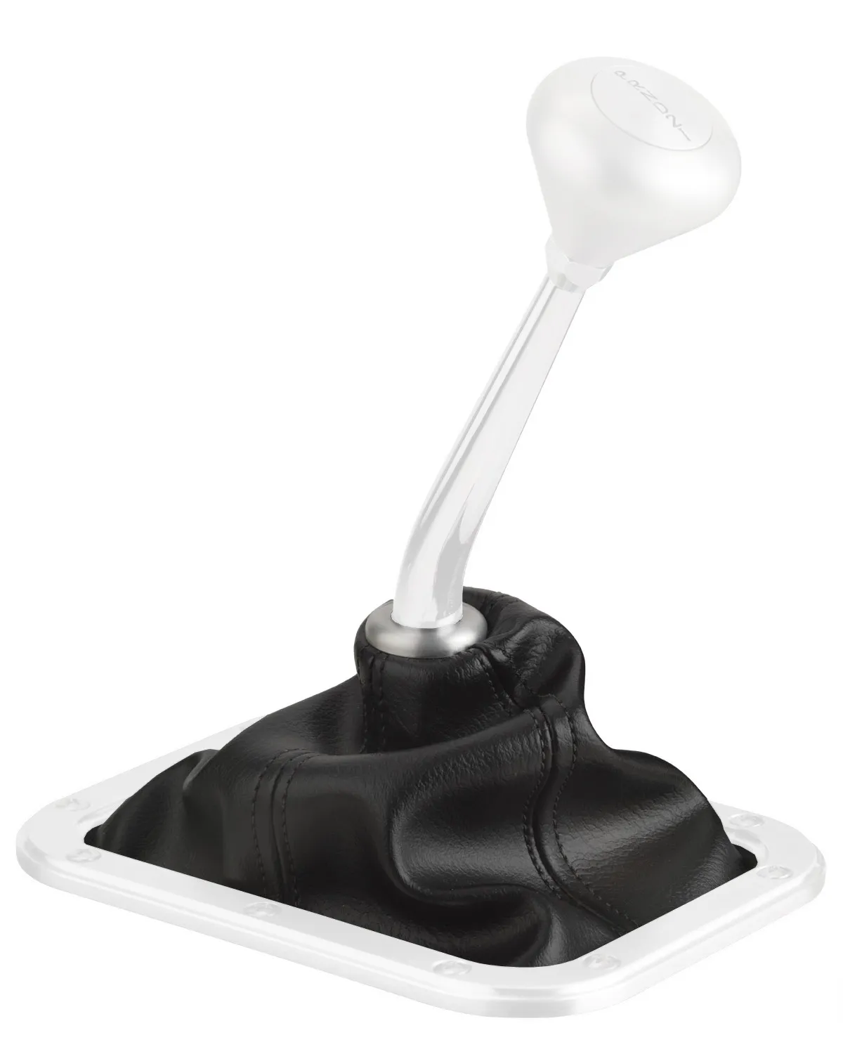 Deluxe Top Rectangular Boot; Billet Aluminum Boot Bezel; 5/8 in.; Sliding Brushed Finish w/Black Deluxe Top Rectangular Vinyl Boot; No Boot Ring For The Floor; product image