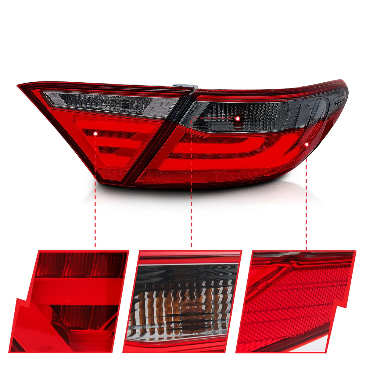 Toyota Camry 4DR 15-17 LED Tail Lights Chrome Red/Smoke Lens (4 Pcs) product image