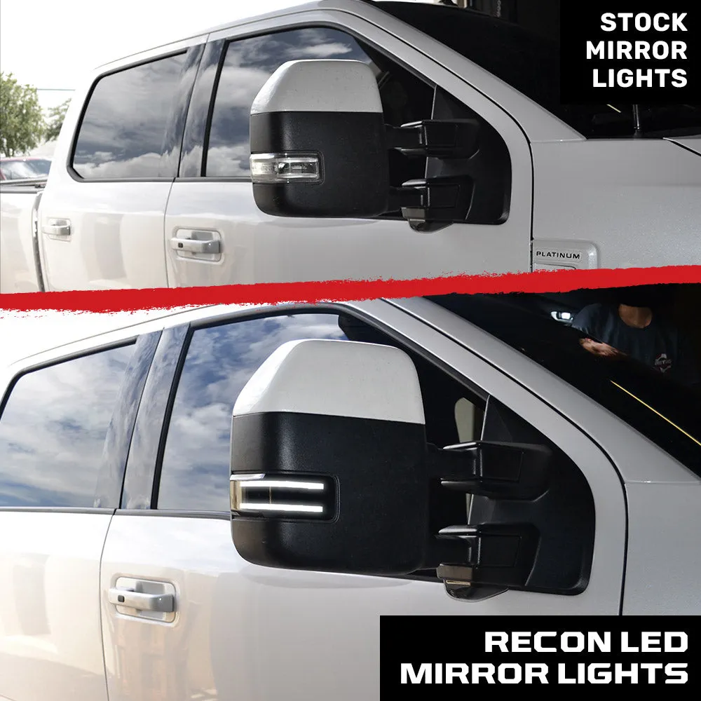 Ford 17-19 F250f350f450 Superduty Side Mirror Lenses 2-Piece Set w White LED Running Lights Amber Flashing LED Turn product image