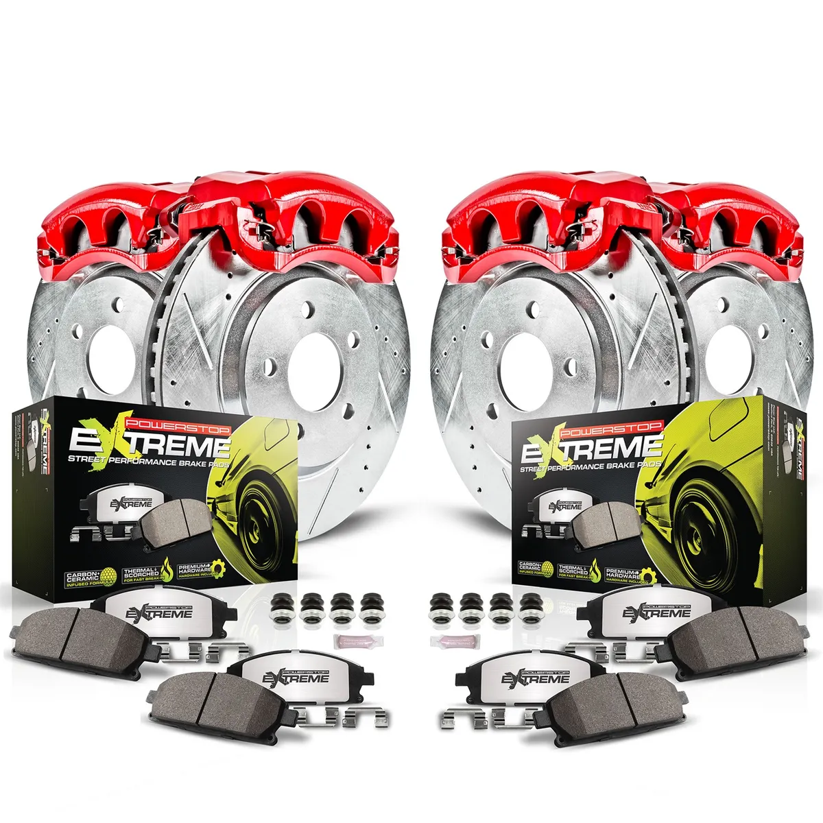 Z26 Street Warrior Upgrade Kit: Drilled/Slotted Rotors; Carbon-Fiber Ceramic Pads; Powder Coated Calipers product image