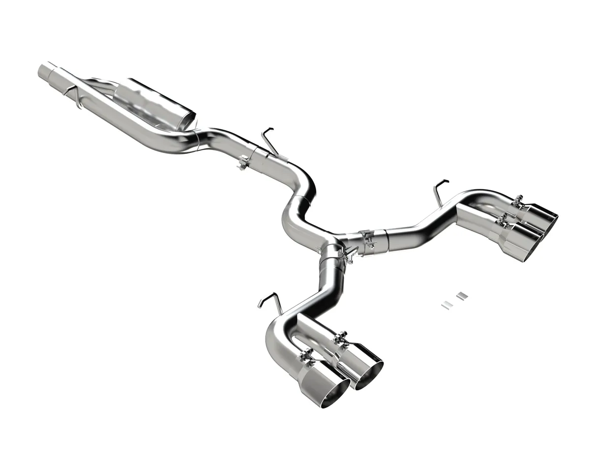 Armor Pro Cat Back Exhaust System; 3 in.; Quad Split Rear Exit; Valve Delete; Quad 4.5 in. Tips; 304 Stainless Steel; product image
