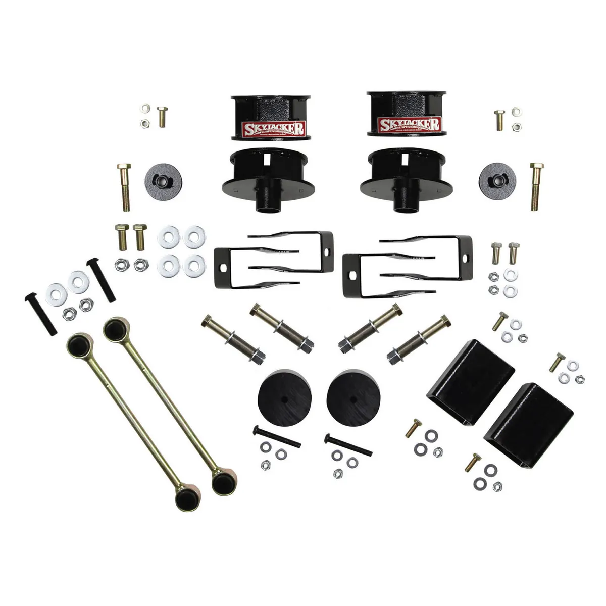 Skyjacker Long Travel Series Lift Kit 2.5 Inch Front/2 Inch Rear Includes Coil Spacers Bump Stop Extensions Shock Extension Brackets Extended Sway Bar Links 18-Pres Wrangler JL Skyjacker