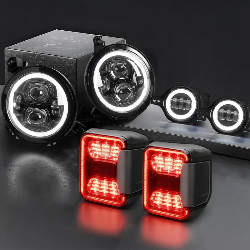 "JT Shadow Bundle – 9"" LED Halo Headlights, Turn Signals, Fogs & Tail Lights for Jeep Gladiator JT" product image