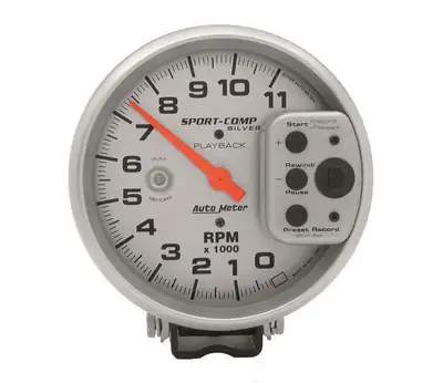 AutoMeter Gauge, Tachometer, 5", 11k RPM, Pedestal w/ RPM Playback, Ultra-Lite