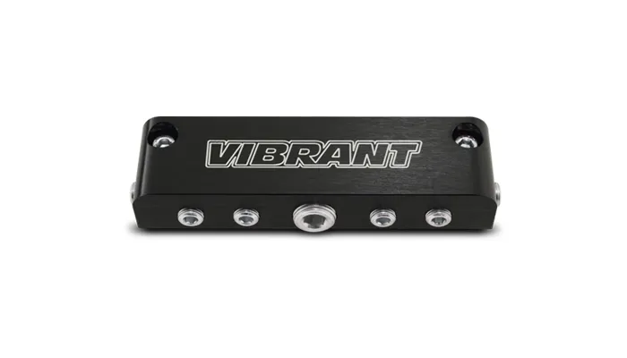 Vacuum Manifold; Anodized Black Silver; 0.375 in. Female Inlet Size; 0.125 in. Female Outlet Size; 5.5 in. Length; 1.5 in. Width; 1 in. Height; 1 Inlet pc.; 6 Outlet pcs.; product image