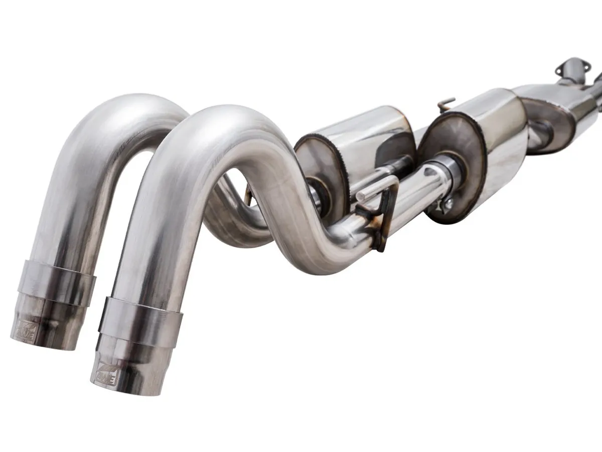 AWE 0FG Exhaust with BashGuard for 3rd Gen Tacoma - Dual Diamond Black Tips product image
