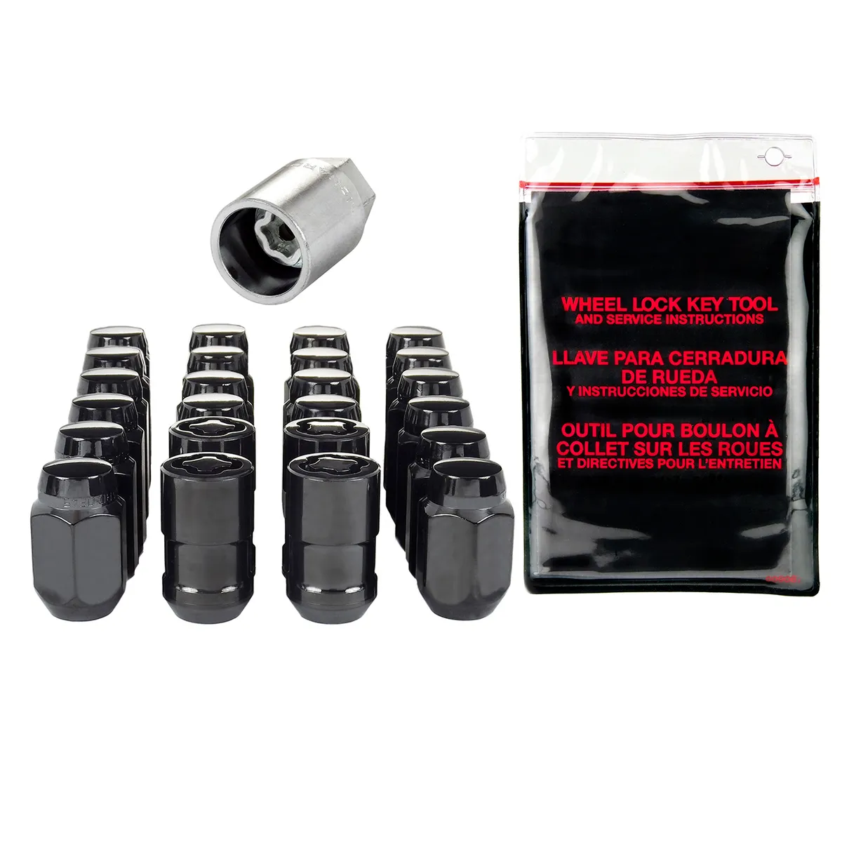 McGard 6 Lug Hex Install Kit M12x1.5 Cone Seat W/Wheel Lks 13/16 Hex 1.5 in Oal Black